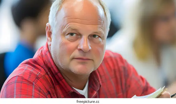 Mature Caucasian Man Looking Directly at the Camera