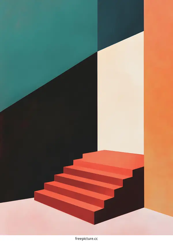 Abstract Minimalist Geometric Design Illustration with Stairs