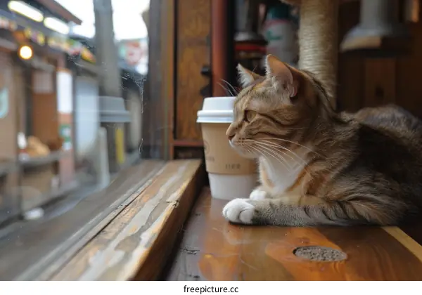 A Ginger Cat on a Table by a Window