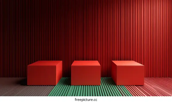 Red Geometric Display Podiums