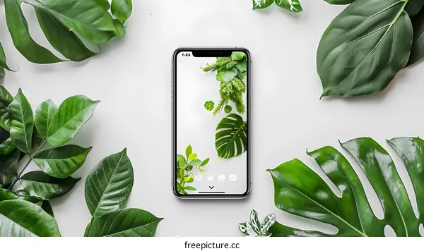 Green Leaf Phone Wallpaper Minimalist Design