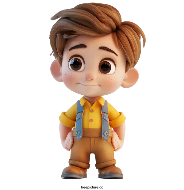 3D Cartoon Boy with Brown Hair and Brown Eyes