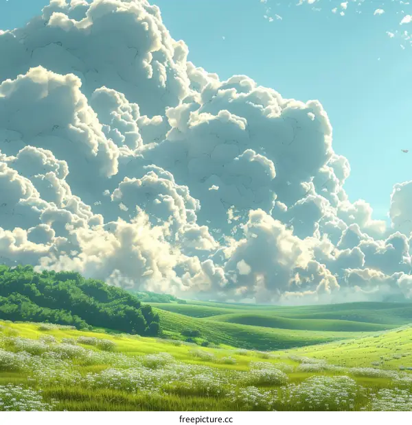 Mesmerizing Green Field Under a Serene Blue Sky