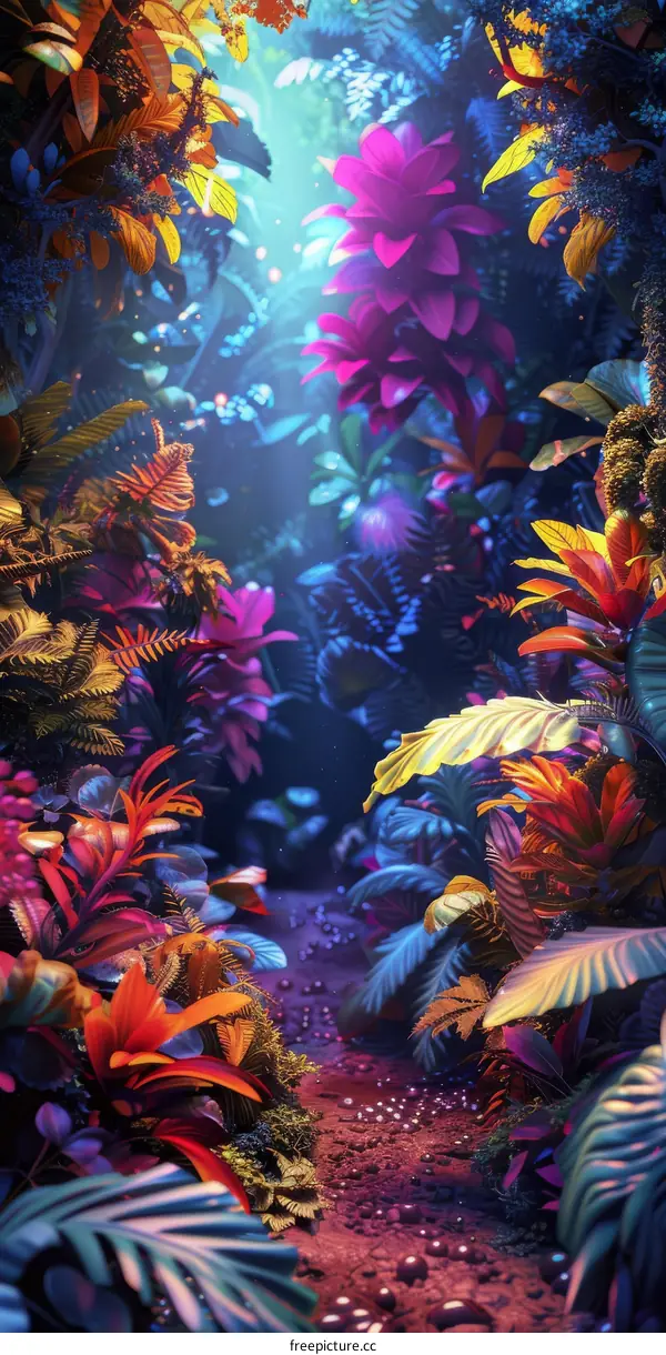 Luminous Plants in an Enchanted Jungle