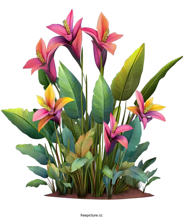 [Transparent Background PNG]Tropical Flower Bouquet Illustration
