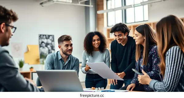 Teamwork and Collaboration in Modern Office Setting