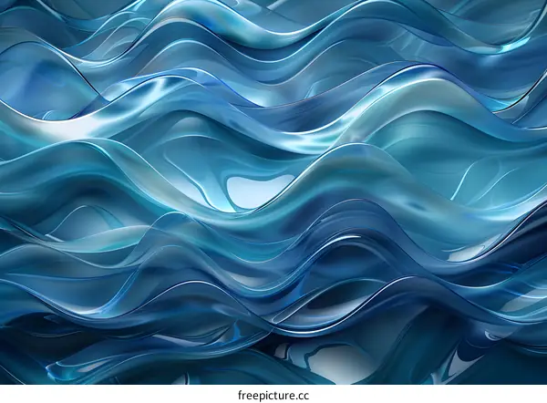 Blue Abstract 3D Rendering of Ocean Waves