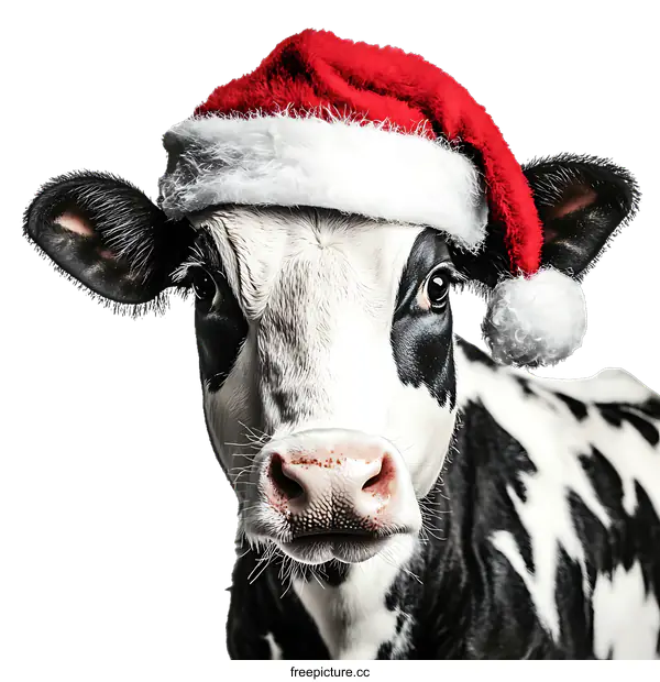 [Transparent Background PNG]Christmas Cow Portrait Close-Up