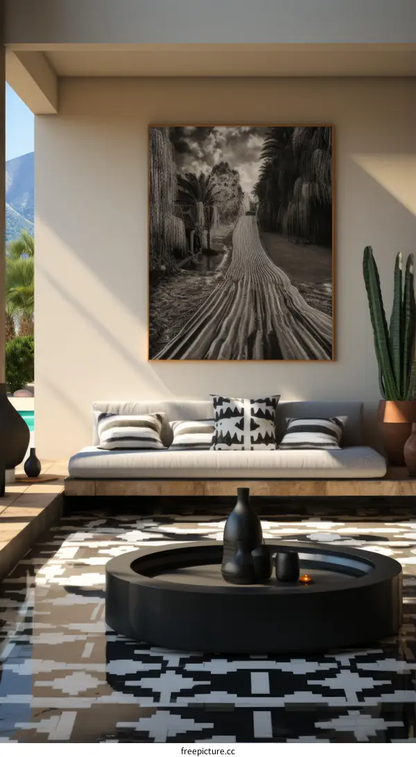 Black and White Palm Trees in a Stormy Sky