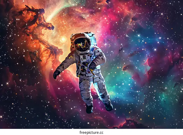 Astronaut in Colorful Nebula