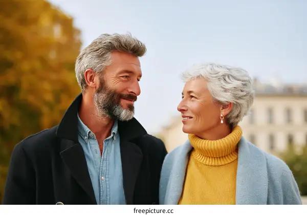 Couple enjoying a fall day in the city