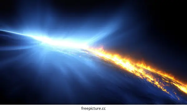 Earth Burning in Space Illustration