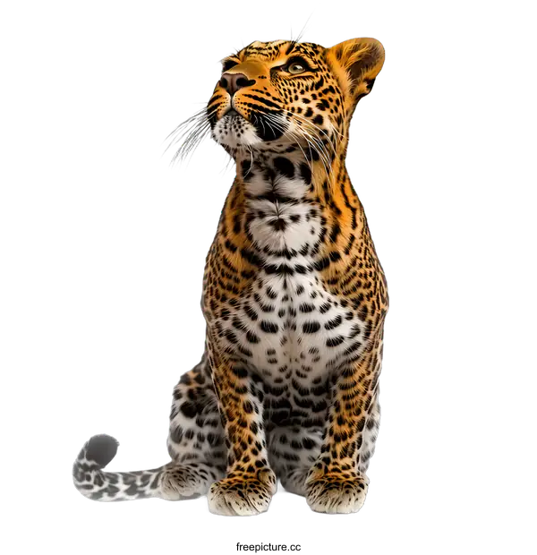 [Transparent Background PNG]Leopard Sitting on a White Background