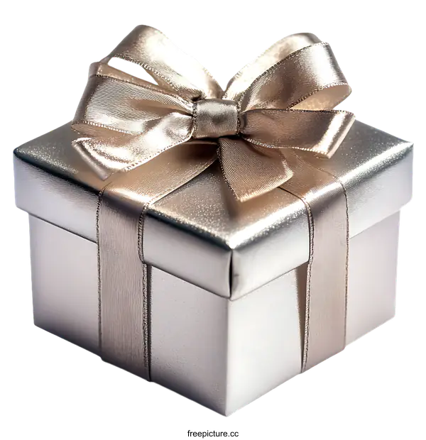 [Transparent Background PNG]Elegant Gift Box with Satin Ribbon