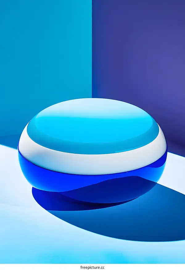 Abstract Blue and White Sphere on Blue Background