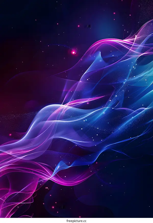 Abstract flowing neon light waves background