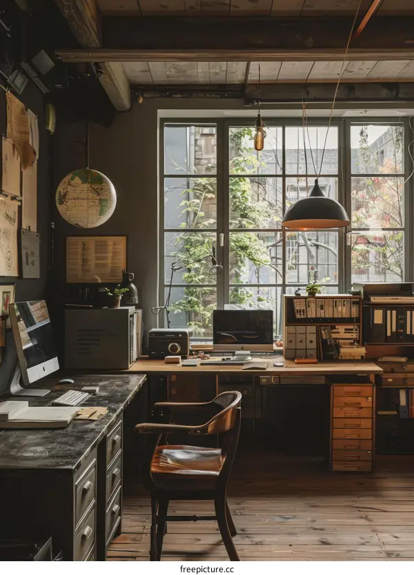 workspace with a large window