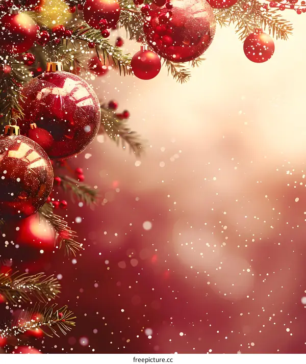 Christmas background with red and gold ornaments