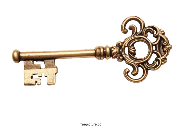 [Transparent Background PNG]Antique Gold Key Vintage Decorative
