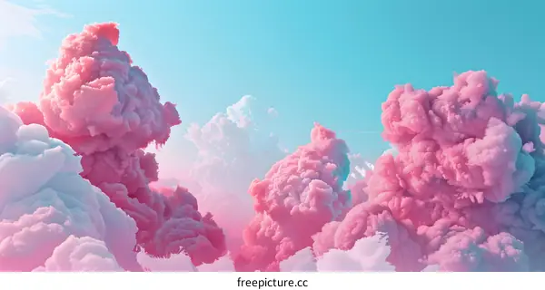 Pink and White Fluffy Clouds in a Blue Sky