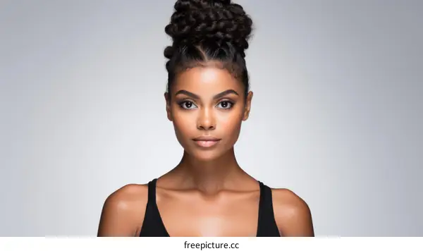 portrait of a beautiful young woman with curly hair