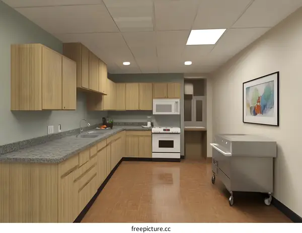 Modern Kitchen Design with White Appliances and Granite Countertop