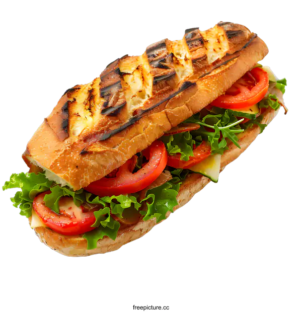 [Transparent Background PNG]Grilled Panini Sandwich with Vegetables