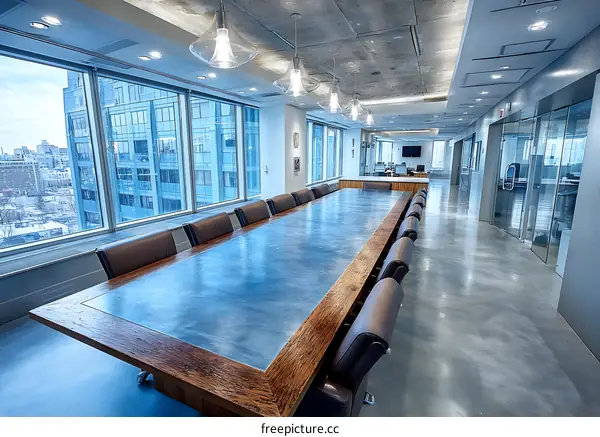 Modern Conference Room with City Views