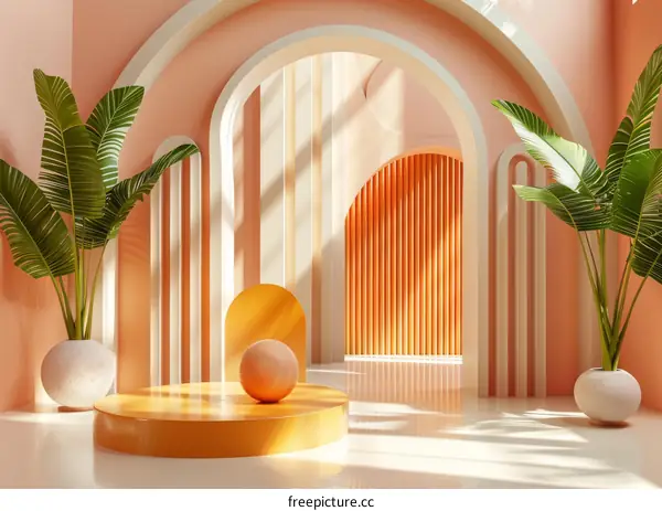 Geometric shapes and plants in modern interior