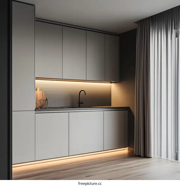 Modern Kitchen Interior Design With White Cabinets And Wood Floor