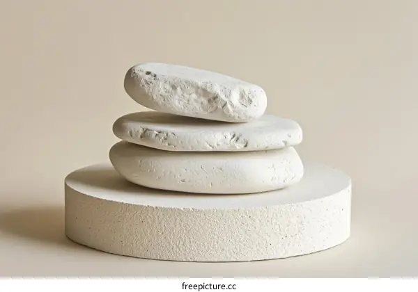 Stacked Stones on a Beige Background