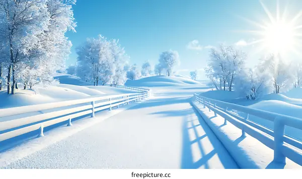 Winter Wonderland Snow-Covered Landscape Pathway