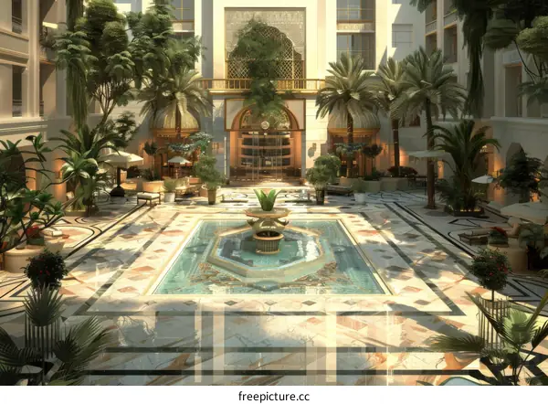 Luxurious Indoor Courtyard Garden Design
