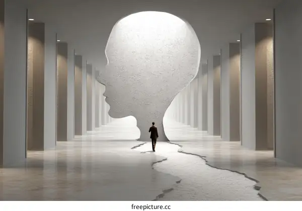 Abstract Interior with Large Head Silhouette
