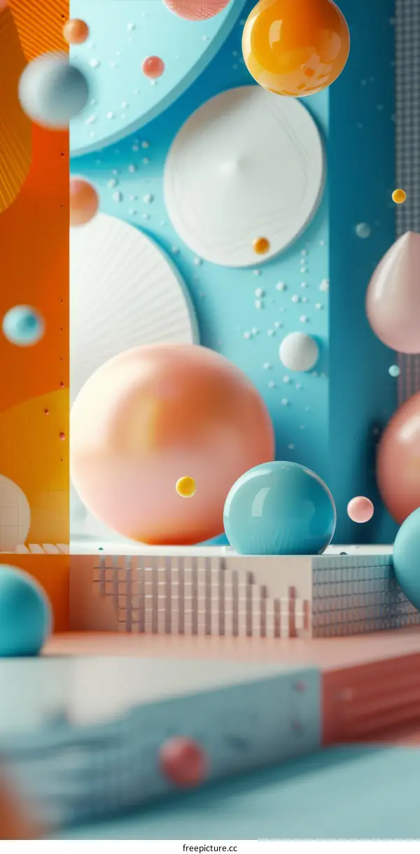 3D rendering of colorful balls floating in a surreal space