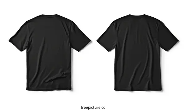 Black T-shirt mockup, front and back view
