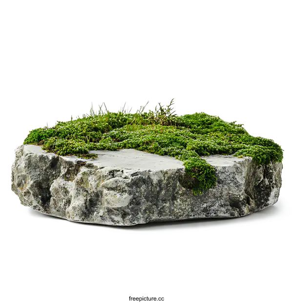 Natural Stone Surface with Mossy Growth
