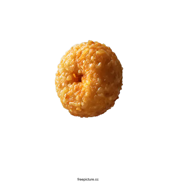 [Transparent Background PNG]A single deep fried donut hole on a white background