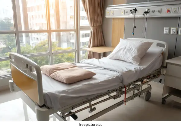 Hospital Bed in a Modern Ward