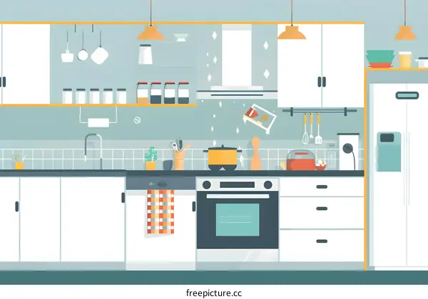 Modern Kitchen Interior Design With White Cabinets And Appliances