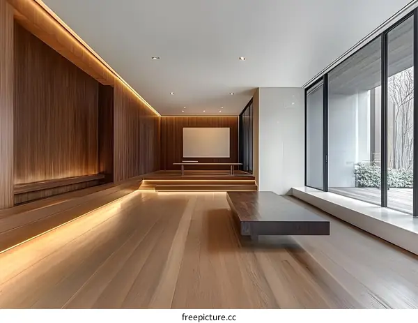 Modern Interior Design With Wooden Floor and Bench