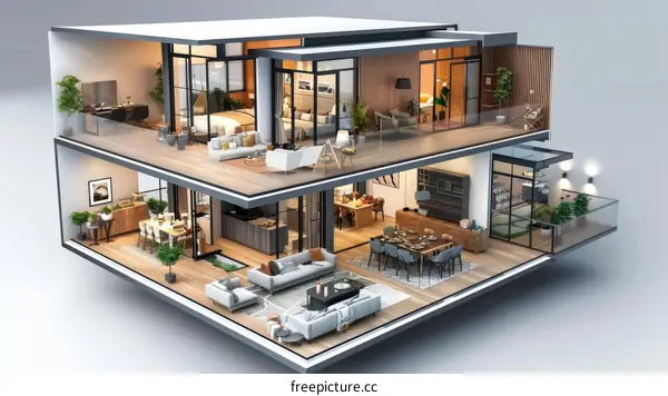 Modern Interior Design of Two-Story Apartment