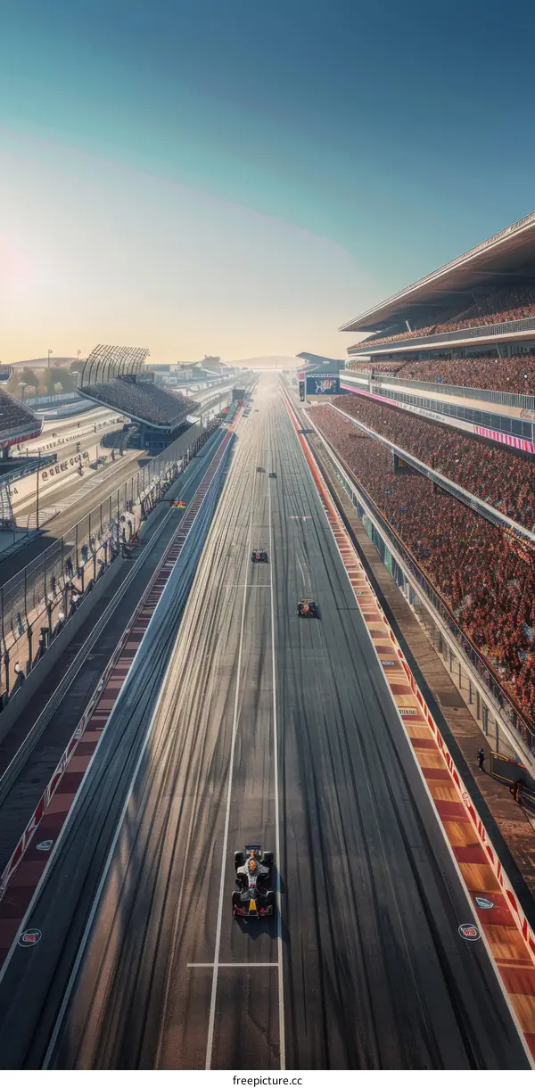 Formula One cars racing on a track