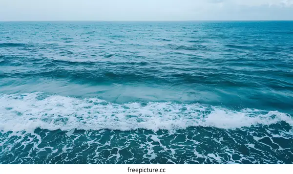 Blue Ocean Waves Crashing