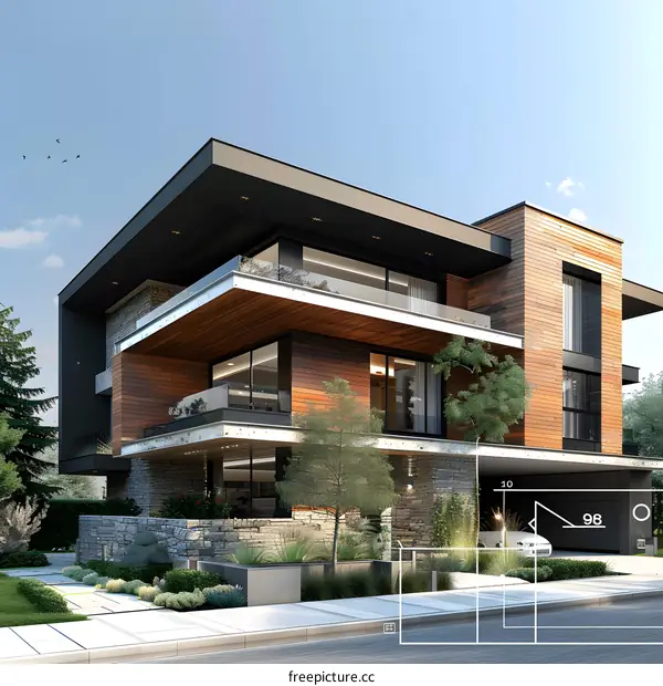 Modern House Exterior Design With Wooden Paneling