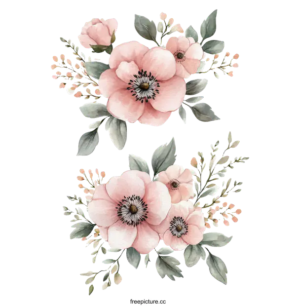 [Transparent Background PNG]Watercolor Floral Bouquet Arrangement Design