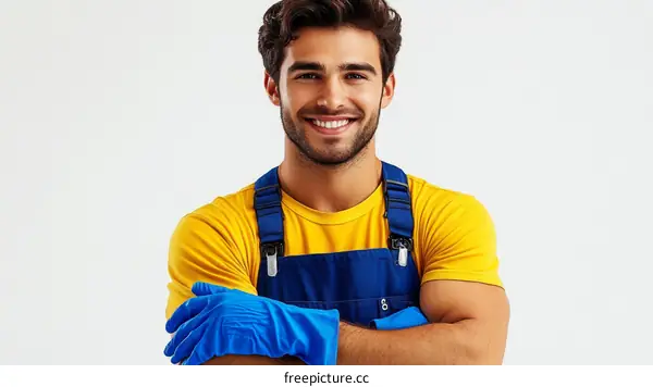 Smiling Worker in Uniform