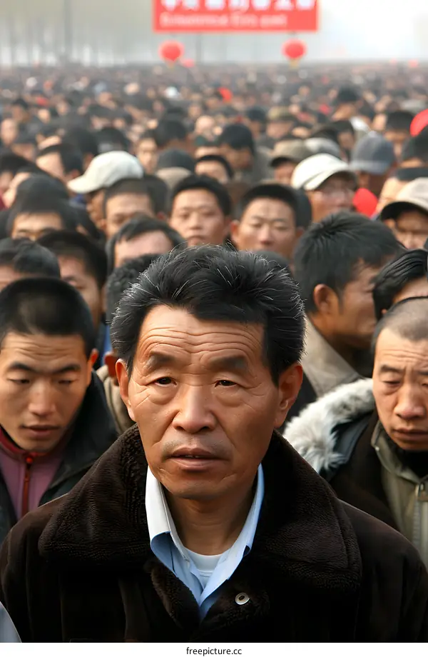 Crowd of People in a Chinese City