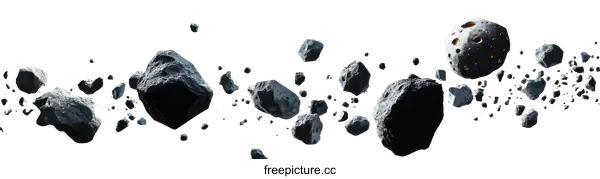 [Transparent Background PNG]Asteroid Field in Space Illustration