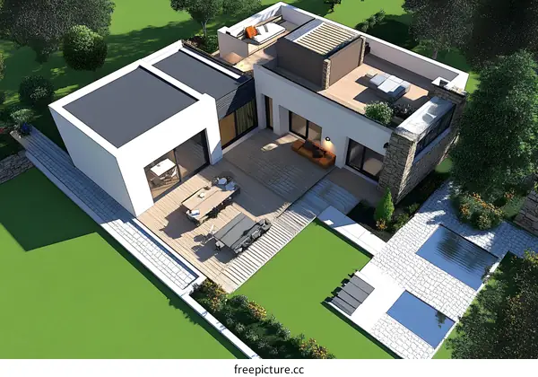 Modern House Design with Patio and Pool